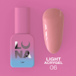 Рідкий гель Luna Light Acrygel №6 теплий світло-рожевий, 13 мл