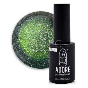 Гель-лак ADORE Gel Polish cat's eye Z-01 світловідбивний зелений з золотисто-срібним, 8 мл