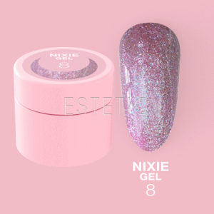 Гель блискітки LUNA Nixie Gel №8 для дизайну, світлий рожево-бузковий, 5 мл