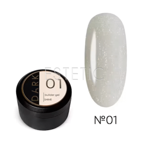 Гель DARK Builder Shine Gel №01 молочный с микроблеском розового золота,15 мл