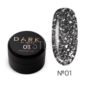 Гель-блестки DARK Diamond Gel 01 жидкая фольга серебро 4 мл, 5 г