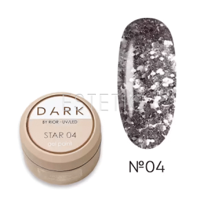 Гель-лак Dark Star Gel Polish 04 з срібними блискітками та голографічним сяйвом, 5 г