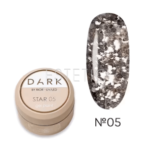 Гель-лак Dark Star Gel Polish 05 з блискітками білого золота та голографічним сяйвом, 5 г