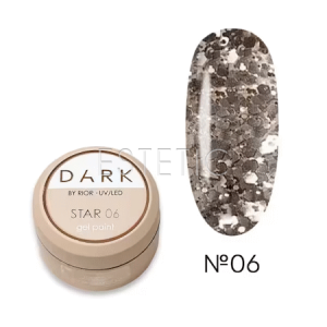 Гель-лак Dark Star Gel Polish 06 з блискітками білого золота та золотим сяйвом, 5 г