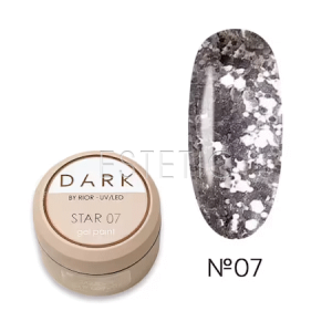 Гель-лак Dark Star Gel Polish 07 з срібними блискітками та блакитним сяйвом, 5 г