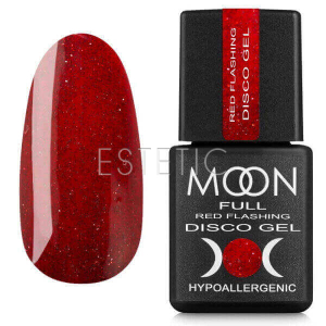 Світловідбивний гель-лак MOON FULL Red Flashing Disсo Gel FD06 темно-червоний теплий, 8 мл
