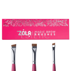 Набор кистей для бровей ZOLA малиновый MAGIC BROW BRUSHES профессиональный (3 шт)