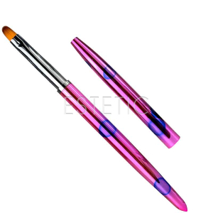 Кисточка для геля mArt ОВАЛ NO6 розовый с колпачком