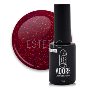 Гель-лак ADORE Gel Polish №287 desire, червоний з глітером, 8 мл