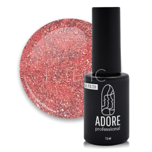 Гель-лак ADORE Gel Polish №317 mermaid, блискучий світло-рожвий ефект парчі, 8 мл