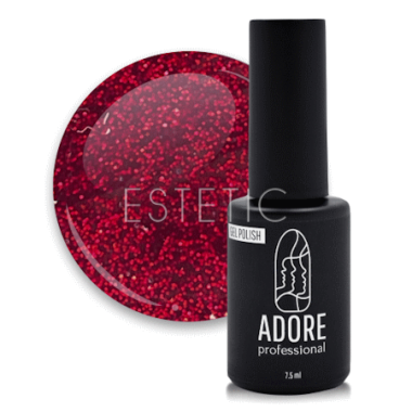 Гель-лак ADORE Gel Polish №387 firework, вишневый с глитером, 8 мл