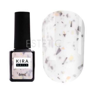 База Kira Nails Lollypop Base №003 молочна з чорно-білими крихтами, 6 мл