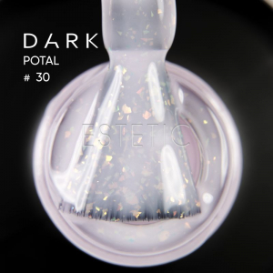 База Dark Pro Base Potal 30, 15 мл молочна з рожевим відливом та голографічною поталлю