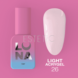 Рідкий гель Luna Light Acrygel №26 молочно-рожевий з мікроблиском хамелеон,13 мл