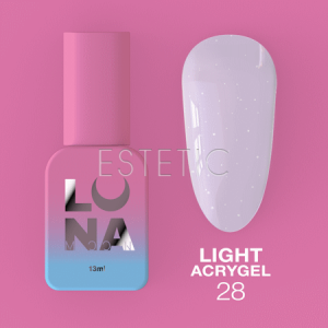 Рідкий гель Luna Light Acrygel №28 світло-бузковий з мікроблиском хамелеон,13 мл