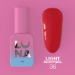 Рідкий гель Luna Light Acrygel №36 темно-червоний, 13 мл