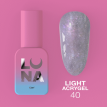 Рідкий гель Luna Light Acrygel №40 світловідбивний бузковий з неоновим блиском, 13 мл