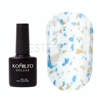 База Komilfo Potal Base P009 молочно-белая с синей и золотой поталью, 8 мл