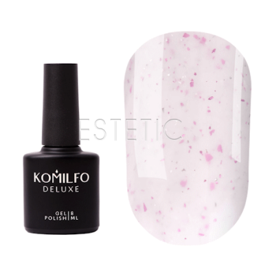 База Komilfo Potal Base P015 молочна з мікроблиском та білою, рожевою поталлю, 8 мл