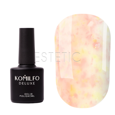 База Komilfo Potal Base P021 молочно-бежева з рожевою, білою та золотою поталлю, 8 мл