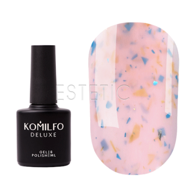 База Komilfo Potal Base P023 рожево-молочная с белой, синей и золотой поталью, 8 мл