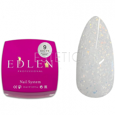 Гель EDLEN Builder gel Shimmer №09 молочный с блестками красного золота,15 мл