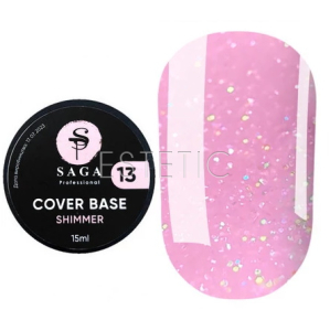 База SAGA Shimmer Base New №13 (нежно-розовая с шиммером), 15 мл