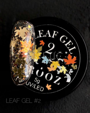 Гель для дизайну Crooz Leaf Gel №02 кленові листочки фольговані, срібло+золото+помаранч, 5 г