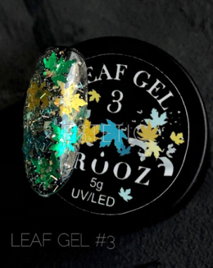 Гель для дизайна Crooz Leaf Gel №03 кленовые листочки фольгированные, голубые+золото, 5 г