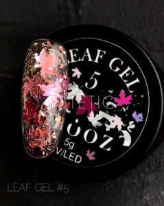 Гель для дизайна Crooz Leaf Gel №05 кленовые листочки фольгированные, фиолетовый, 5 г