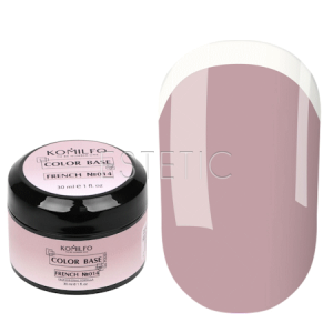 KOMILFO Color Base French 014 камуфлююча база, світлий рожево-бежевий нюдовий,30 мл гель-банка
