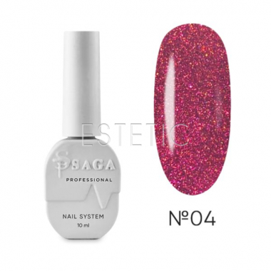 Гель-лак SAGA WILD CAT 04 котяче око, темно-рожевий блиск і золотий голографік, 9 мл