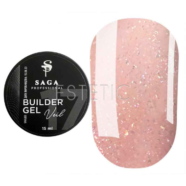 Гель SAGA Builder Gel Veil 17 молочний з рожевим шиммером,15 мл