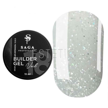 Гель SAGA Builder Gel Veil 18 молочный с голографическим микроблеском,15 мл