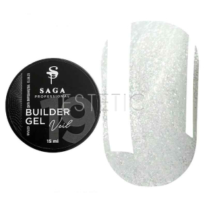 Гель SAGA Builder Gel Veil 19 перламутр белый с микроблеском,15 мл