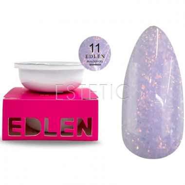 Гель EDLEN Builder gel Shimmer №11 молочно-сиреневый с блестками красного золота, 30 мл
