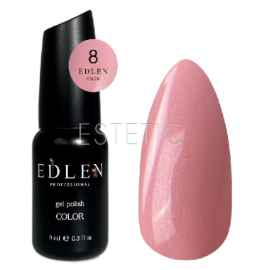 Гель-лак Edlen Color №008 пудровий рожевий з мікроблиском, 9 мл