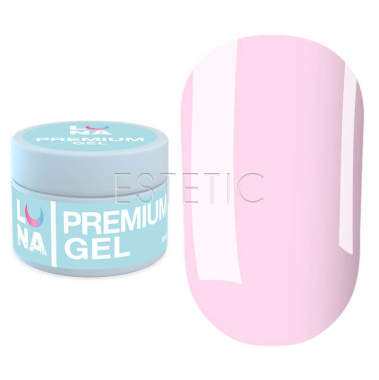 Гель LUNA Premium Gel 19 для нарощування молочний з рожевим відтінком,15 мл