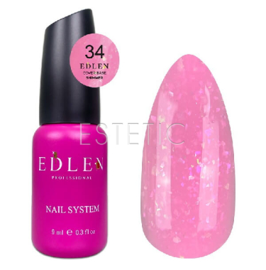 База Edlen Cover base №34 Shimmer розовый с розовыми неоновыми блестками, 9 мл