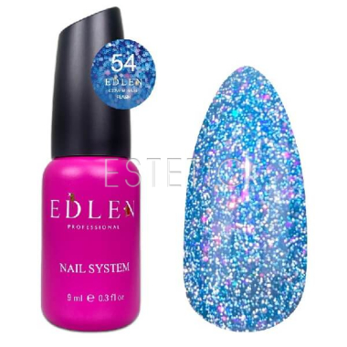 База Edlen Cover base №54 Flash світловідбивний синій з рожевими голографічними блискітками, 9 мл