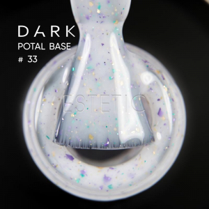 База Dark Pro Base Potal 33, 15 мл молочна холодна з дрібною золотою, бірюзовою та бузковою поталлю