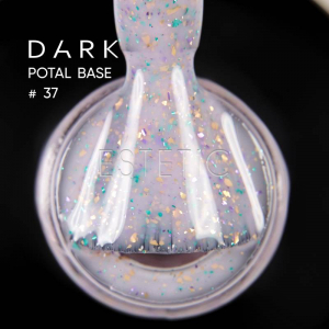 База Dark Pro Base Potal 37, 15 мл молочно-сиреневая с мелкой бирюзовой, золотой и сиреневой поталью