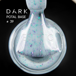 База Dark Pro Base Potal 39, 15 мл йогуртовий блакитний з дрібною бірюзовою та бузковою поталлю