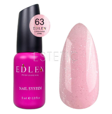 База Cover Edlen base №63 Opal ніжно-рожева з срібним мікроблиском, 9 мл