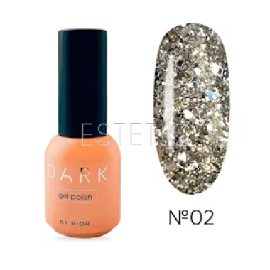 Гель-лак Dark Star gel polish 02 прозрачный с голографическим глиттером белого золота, 8 мл