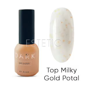 Топ для гель-лаку Dark Milky Gold Potal Top молочний з золотою поталлю, 8 мл