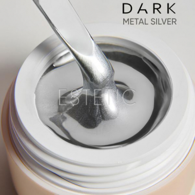 Гель-краска для ногтей жидкий метал Dark Silver metal gel paint серебряная, 5 г