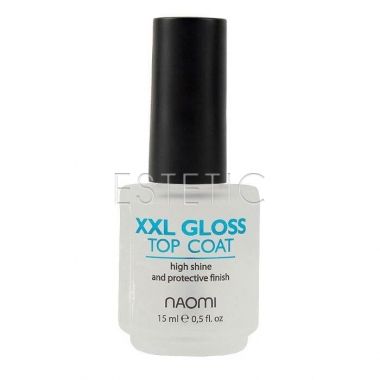 Naomi XXL Gloss Top Coat - Верхнее покрытие для мега-яркого блеска, 15 мл