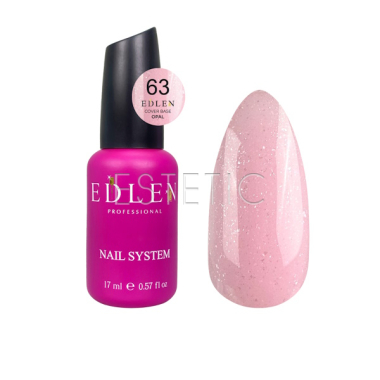 Cover base Edlen №63 Opal ніжно-рожева з срібним мікроблиском, 17 мл