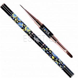 Пензлик для нігтів mArt П-15 I LOVЕ UA двосторонній гель ОВАЛ+лайнер 11мм